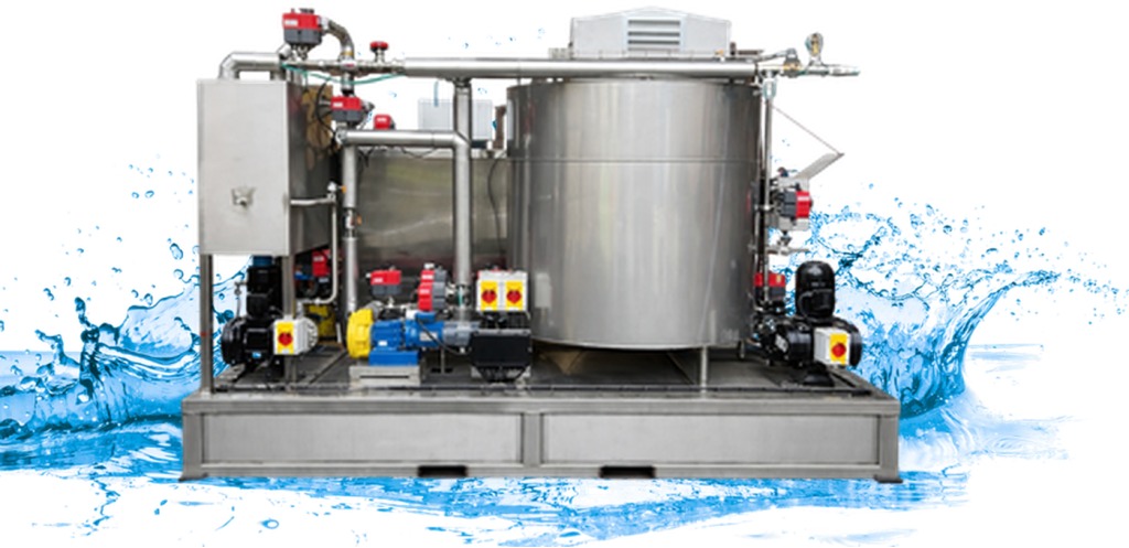 ELCIE dosing skid with water splash